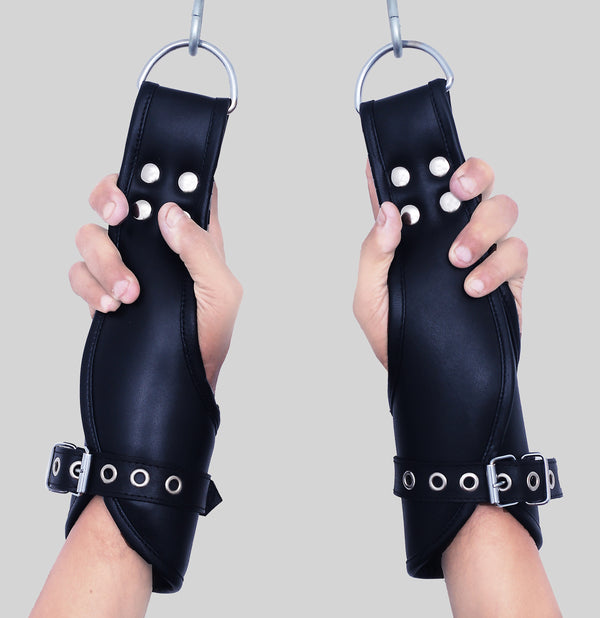 Leather Bondage suspension wrist cuffs, bondage wrist cuffs, bondage suspension wrist cuffs, suspension wrist cuffs, wrist cuffs, leather wrist cuffs, BDSM wrist cuffs