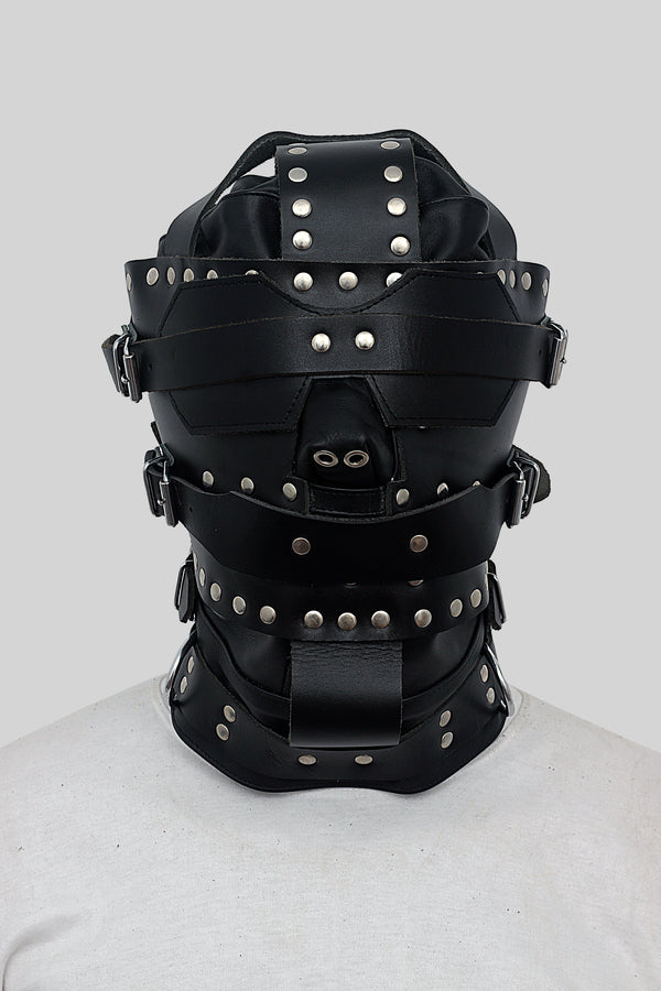 Leather Bondage Hood, Bondage Hood, Hood, BDSM Hood, Black Hood
