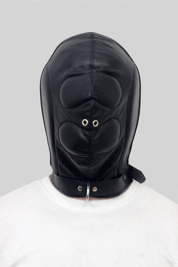 Leather Bondage Hood, Bondage Hood, Hood, BDSM Hood, Black Hood
