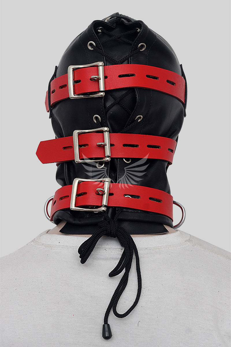 Leather Bondage Hood, Bondage Hood, Hood, BDSM Hood, Black Hood
