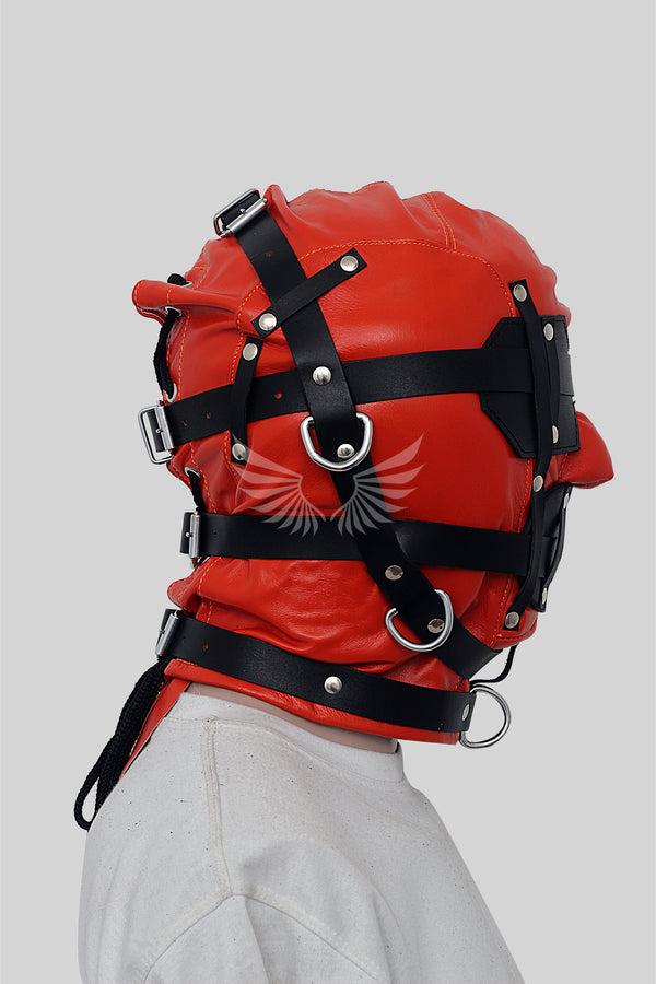 Leather Bondage Hood, Bondage Hood, Hood, BDSM Hood, Black Hood
