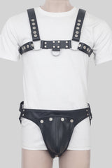 Black Leather Chest Harness and Jockstrap Set for Men, Leather Harness, Leather Men's Chest Harness, Premium durable Leather harness