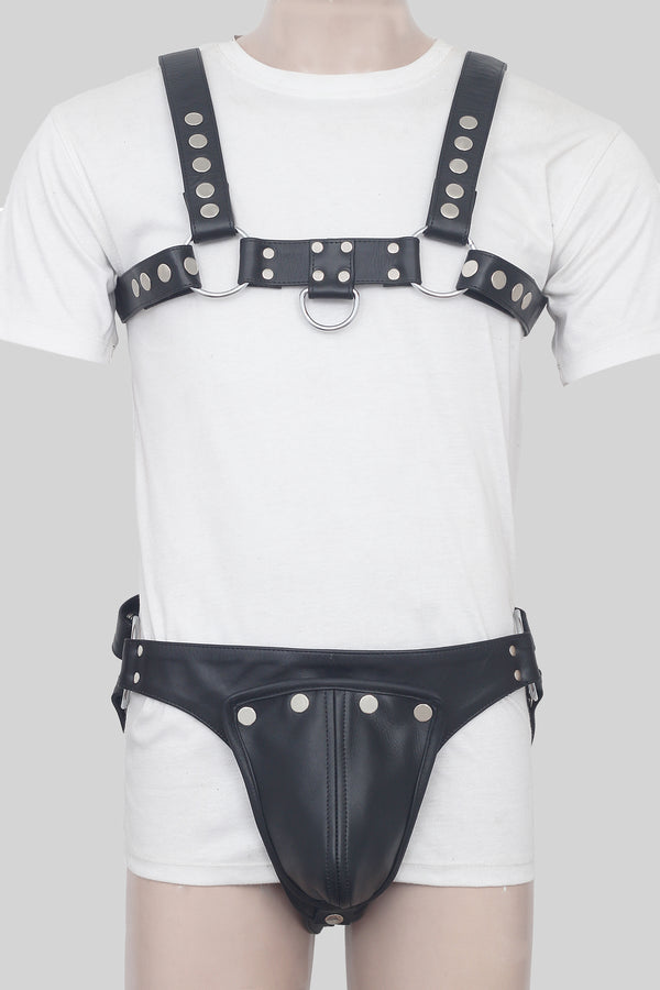 Black Leather Chest Harness and Jockstrap Set for Men, Leather Harness, Leather Men's Chest Harness, Premium durable Leather harness